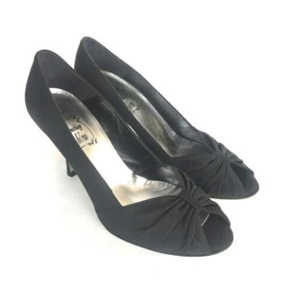 Something Bleu Bridal CLAUDIA Satin Peep Toe Heels ~ Size 10 Bridal Shoes Italy